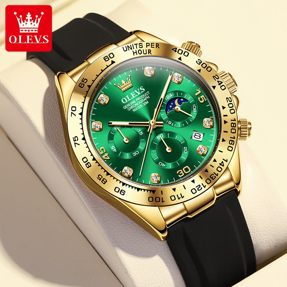 Leather Watch Band Men - OLEVS 2875 Men's Watch Original Sports