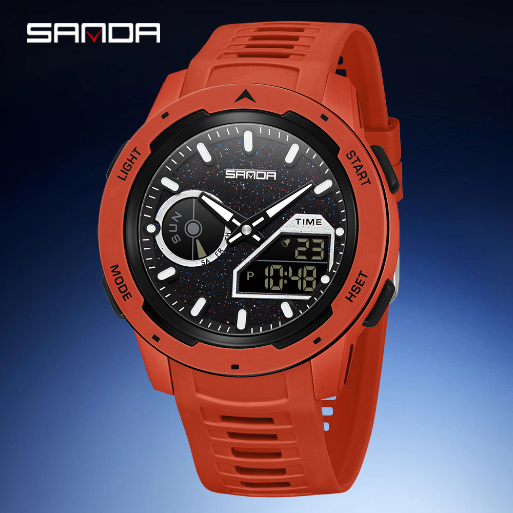 SANDA new men's fluorescent wa – обзор и цена Rubber Strap Diver