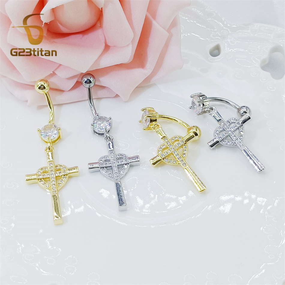 CZ Heart Cross Zircon Dangled  – обзор и цена Curved Spring Bar