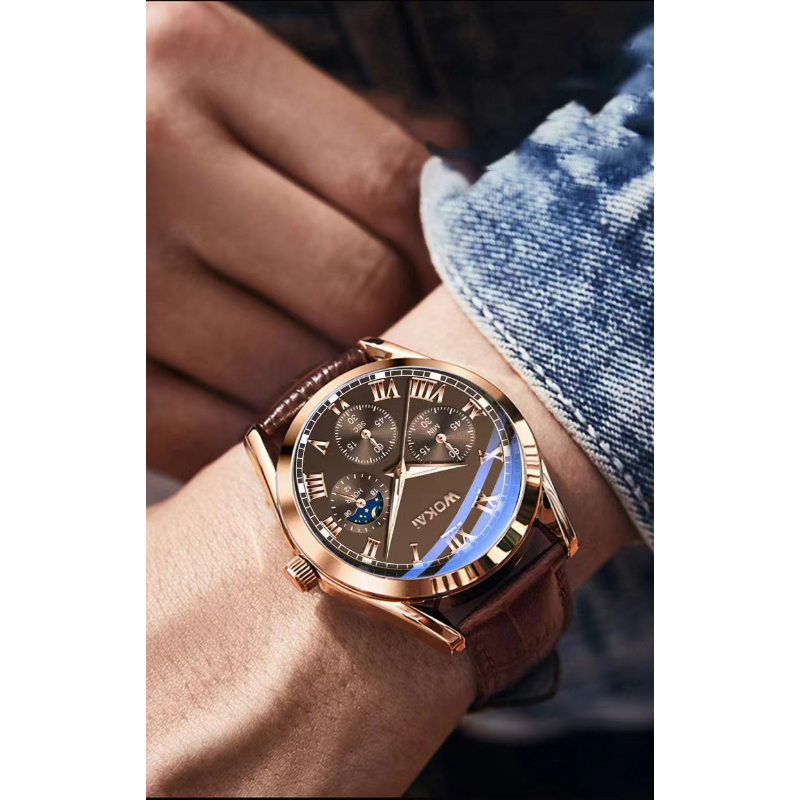 WOKAI Fashion Casual Business  – обзор и цена Leather Watch Band Men