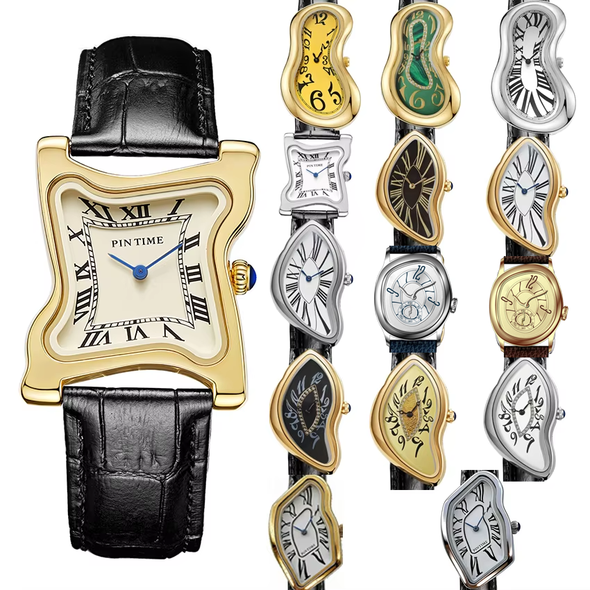 Surrealist Art Melting Clock W – обзор и цена Leather Watch Band Men