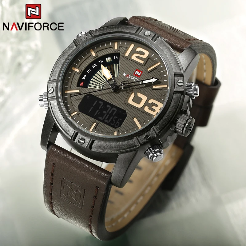 NAVIFORCE Top Brand Men Watch  – обзор и цена Leather Watch Band Men