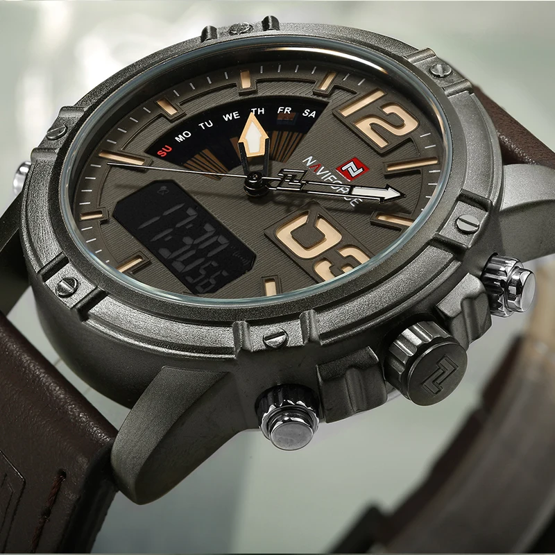 NAVIFORCE Top Brand Men Watch  – обзор и цена Leather Watch Band Men