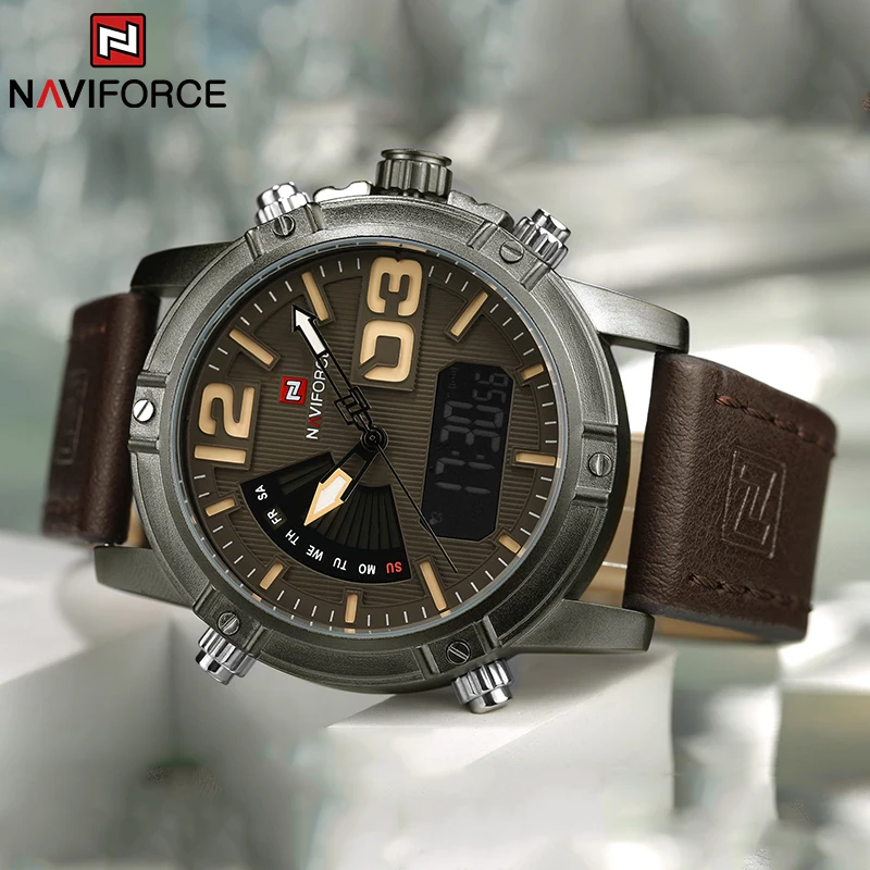NAVIFORCE Top Brand Men Watch  – обзор и цена Leather Watch Band Men