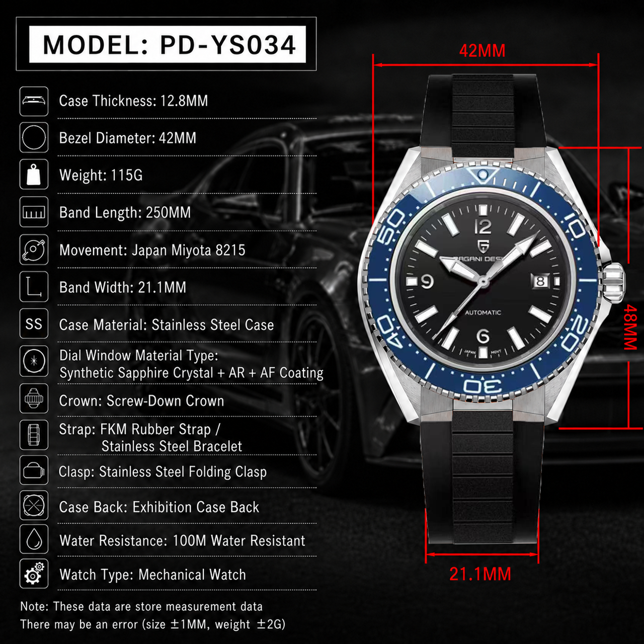Pagani Design New Men's Mechan – обзор и цена Rubber Strap Diver
