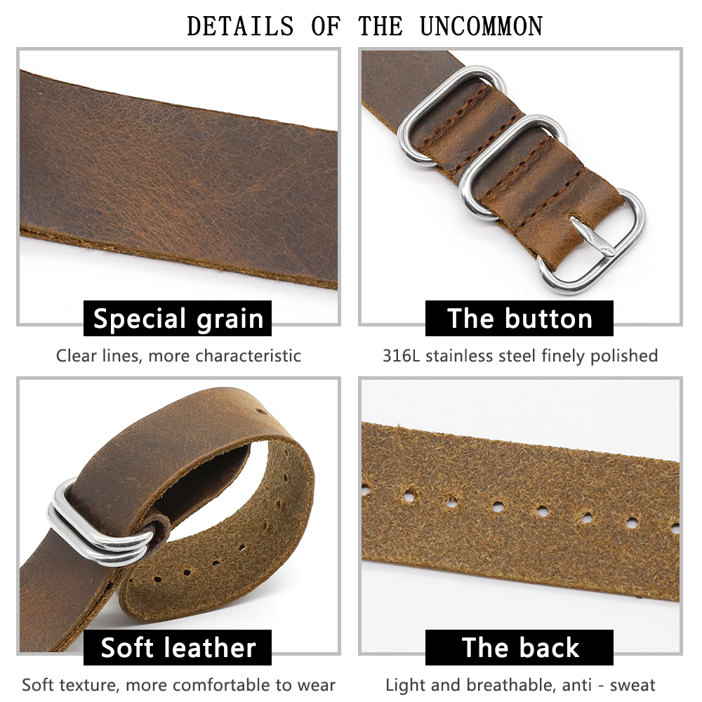 Genuine Leather Watch Band 18m – обзор и цена Nato Strap Nylon