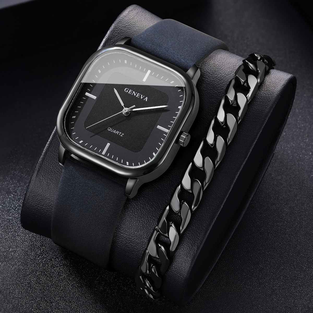 2PCS/Set Fashion Leather Strap – обзор и цена Leather Watch Band Men