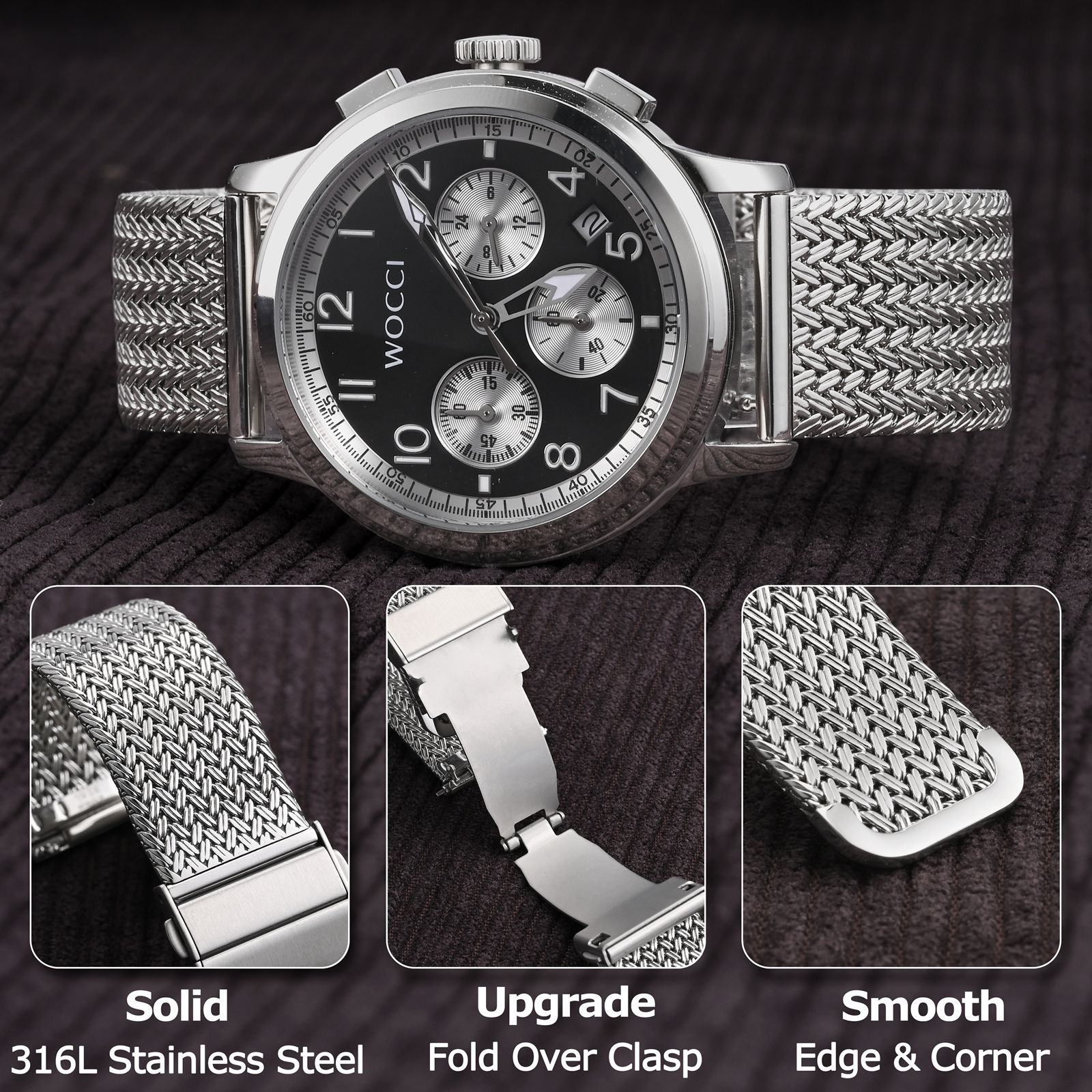 WOCCI Elite Metal Watch Band,  – обзор и цена Mesh Strap Metal