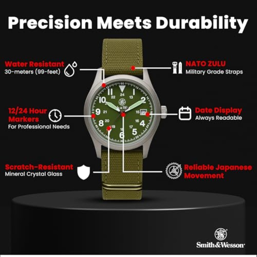 Men's Military Watch, 3 Interc – обзор и цена Canvas Strap Watch