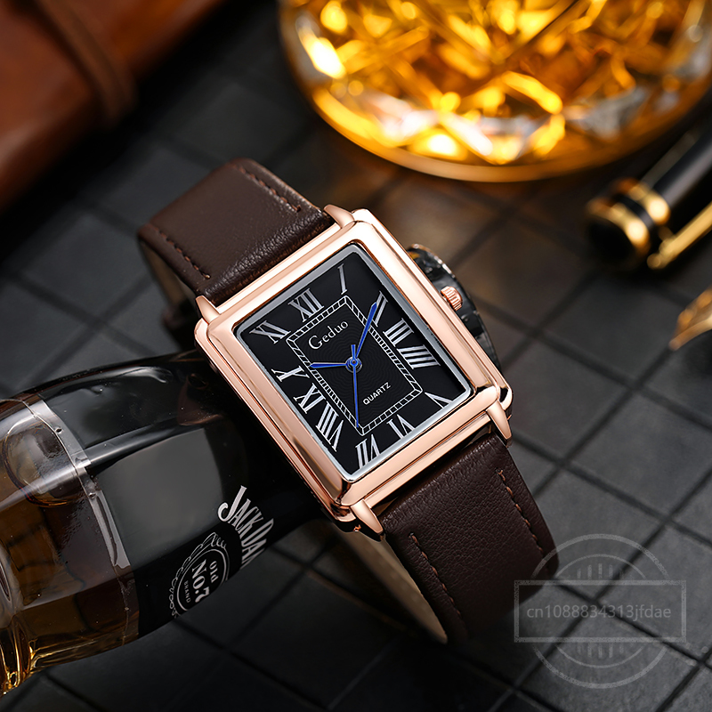 New Fashion Designer Rectangle – обзор и цена Leather Watch Band Men