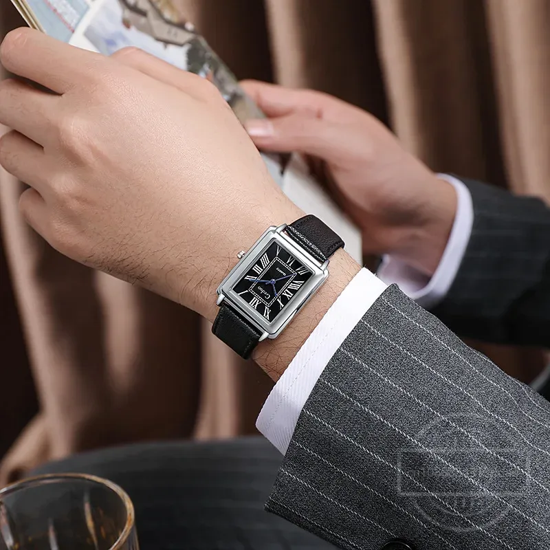 New Fashion Designer Rectangle – обзор и цена Leather Watch Band Men