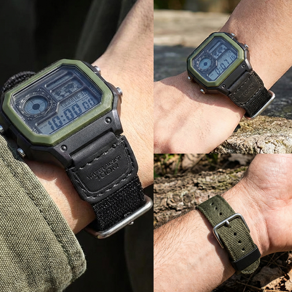 18mm Nylon Strap for Casio AE1 – обзор и цена Canvas Strap Watch