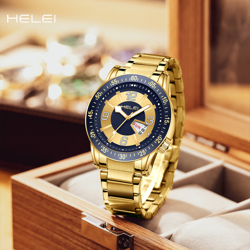 HELEI Hot Sale Dual Calendar W – обзор и цена Stainless Bracelet Diver