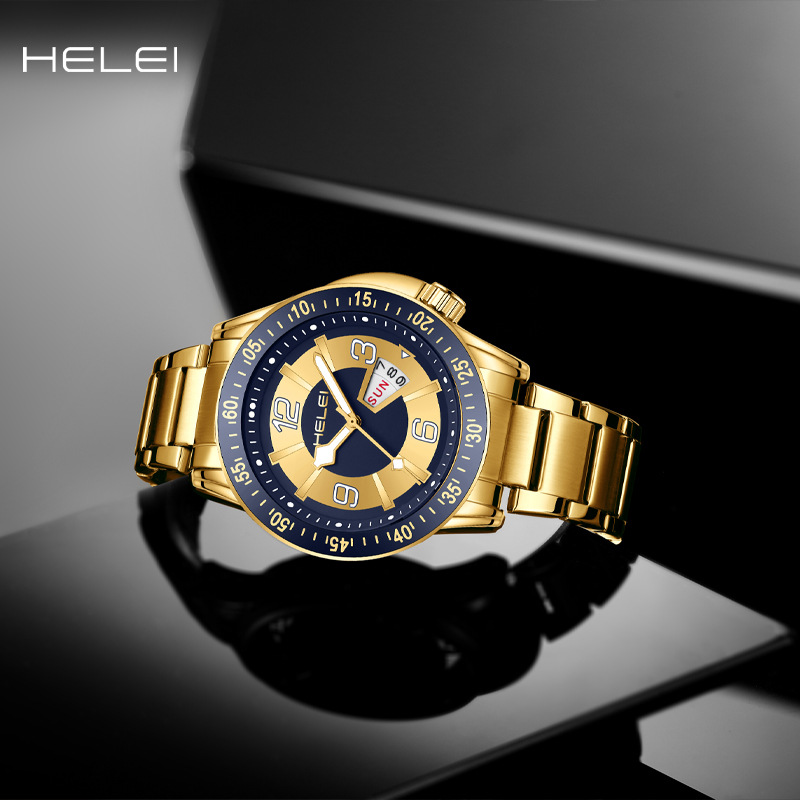 HELEI Hot Sale Dual Calendar W – обзор и цена Stainless Bracelet Diver