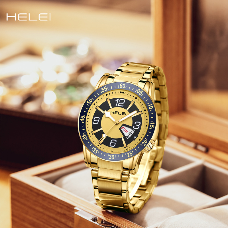 HELEI Hot Sale Dual Calendar W – обзор и цена Stainless Bracelet Diver