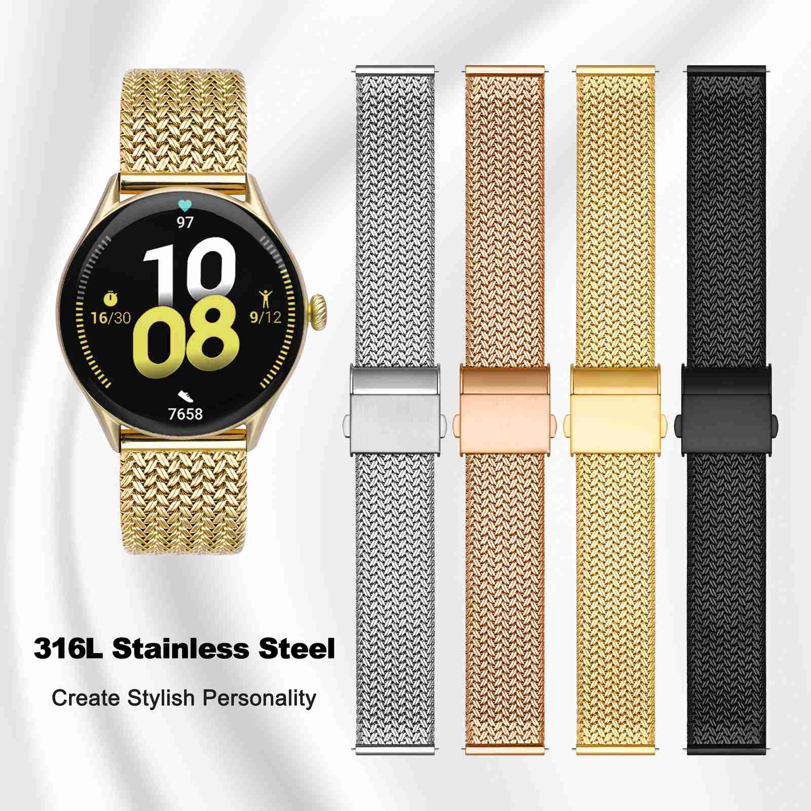 WOCCI Metal Watch Bands 316L S – обзор и цена Mesh Strap Metal