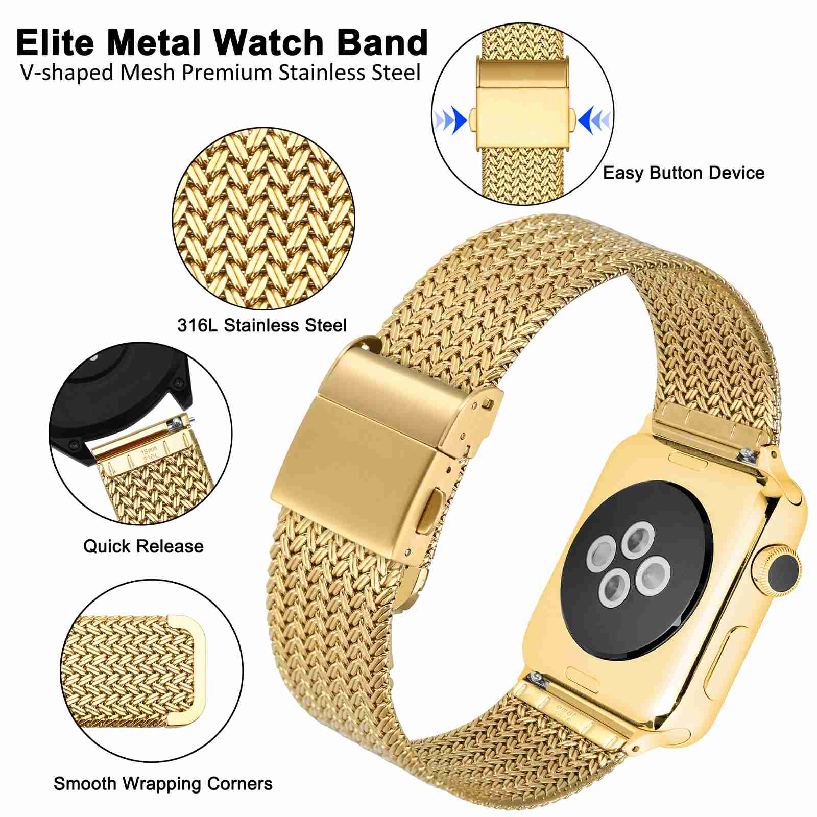 WOCCI Metal Watch Bands 316L S – обзор и цена Mesh Strap Metal